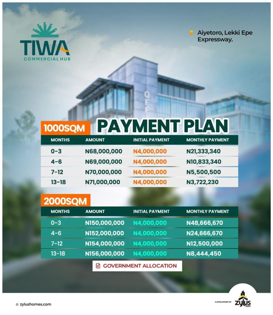 Tiwa Commercial Hub Payment Plan